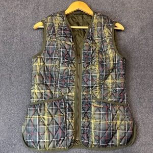 Barbour Vest Womens 6 Green Blue Tartan Betty Quilted Lined Gilet Quiet Luxury